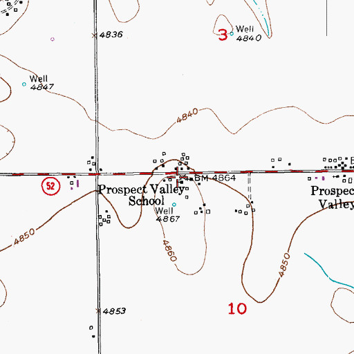 Topographic Map of Prospect Valley School, CO