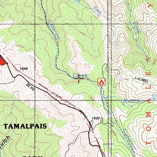Topographic Map of Cataract Falls, CA