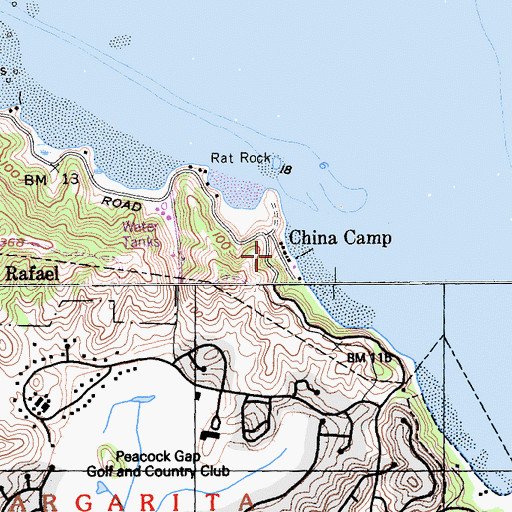 Topographic Map of China Camp Historic Area, CA