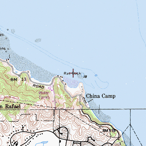 Topographic Map of China Camp Point, CA