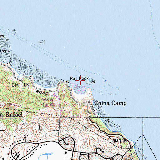 Topographic Map of China Camp Point Picnic Area, CA