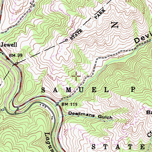 Topographic Map of Devils Gulch Horse Camp, CA