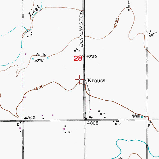 Topographic Map of Krauss, CO