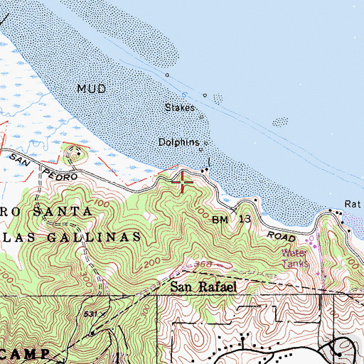 Topographic Map of Shoreline Trail, CA