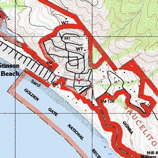 Topographic Map of Stinson Beach Branch Marin County Free Library, CA