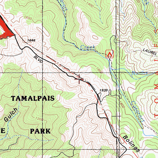 Topographic Map of Twin Knolls, CA