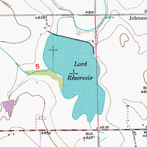 Topographic Map of Lord Reservoir, CO