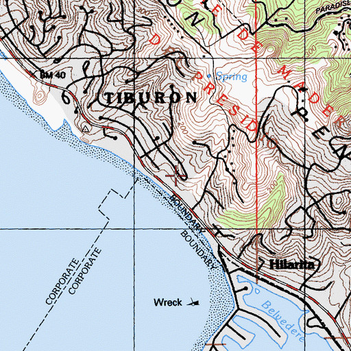Topographic Map of Community Congregational Church, CA