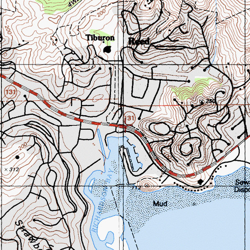 Topographic Map of Cove Shopping Center, CA