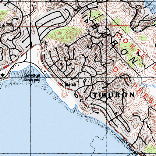 Topographic Map of Del Mar Middle School, CA