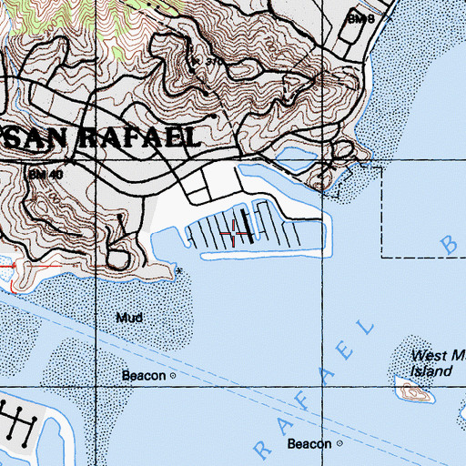 Topographic Map of Loch Lomond Yacht Harbor, CA