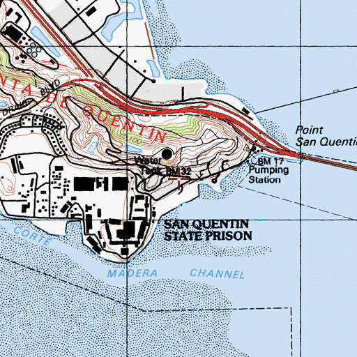 Topographic Map of San Quentin Post Office, CA