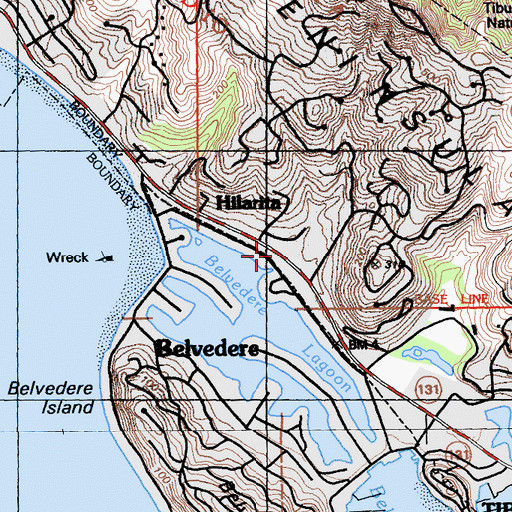 Topographic Map of Tiburon City Hall, CA