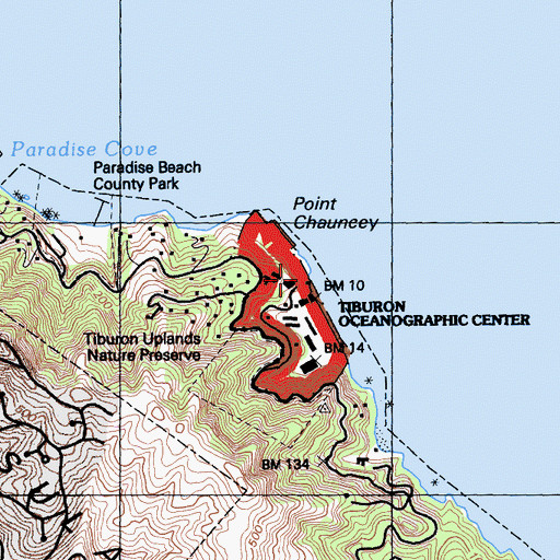 Topographic Map of Tiburon Oceanographic Center, CA