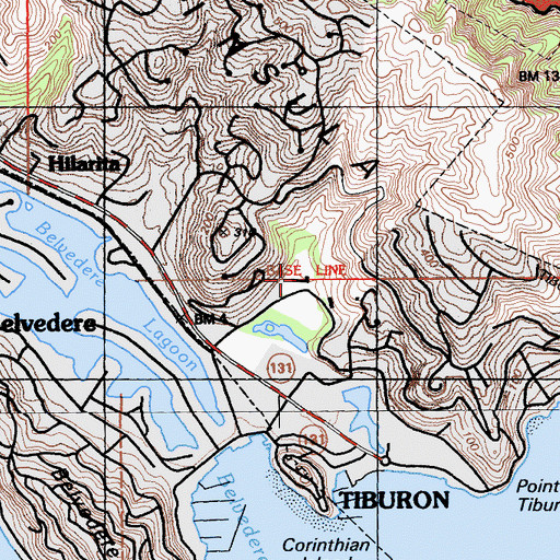 Topographic Map of Tiburon Peninsula Club, CA
