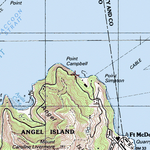 Topographic Map of China Cove, CA