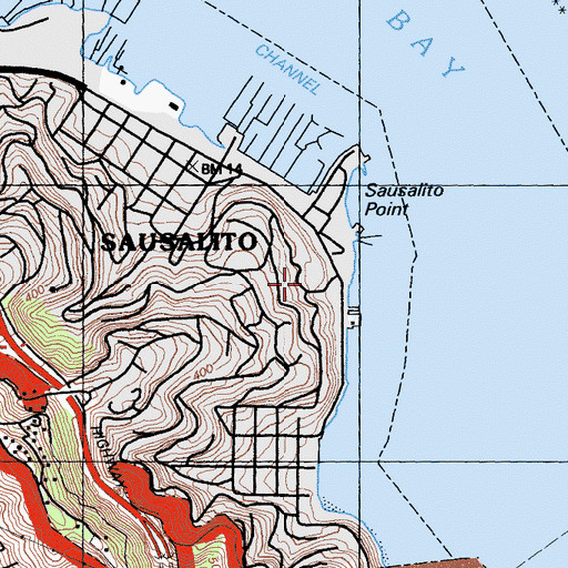 Topographic Map of First Church of Christ Scientist, CA