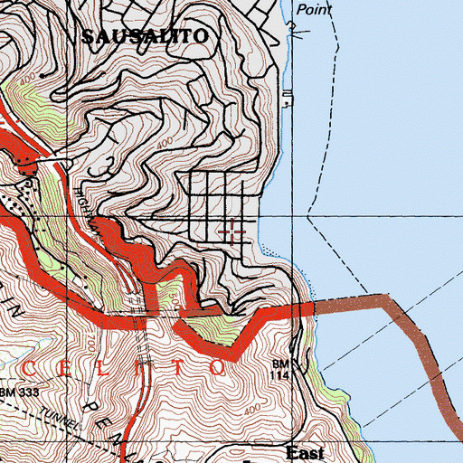 Topographic Map of Hurricane Gulch Shopping Center, CA