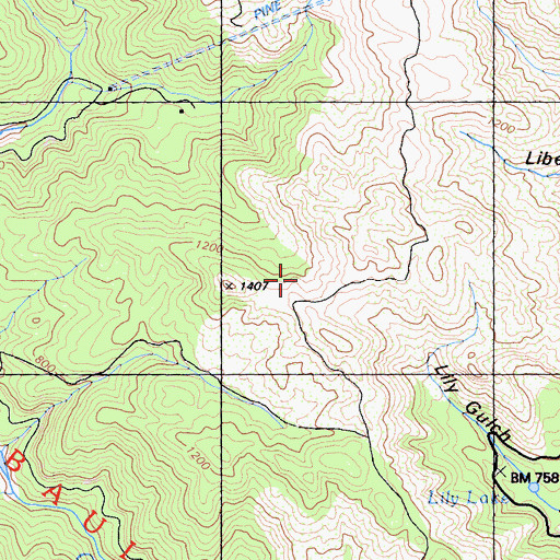 Topographic Map of Lily Gulch Trail, CA