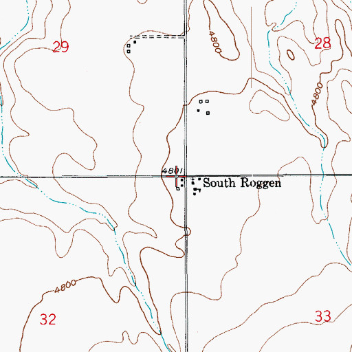 Topographic Map of South Roggen, CO