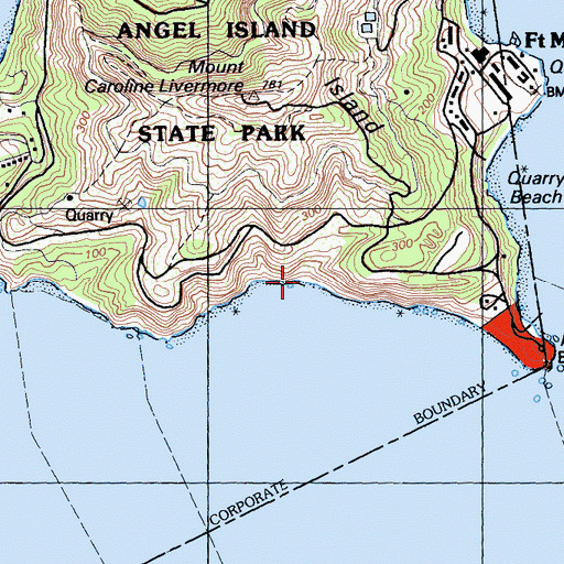 Topographic Map of Sand Springs Beach, CA