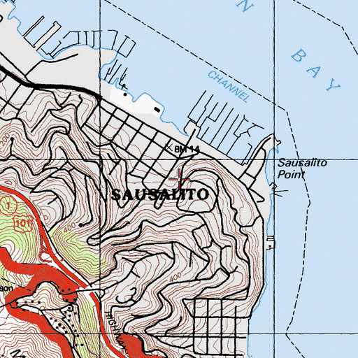 Topographic Map of Star of the Sea Roman Catholic Church, CA