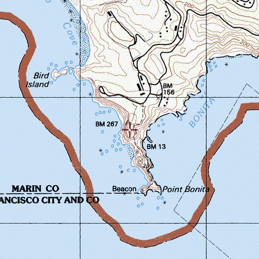 Topographic Map of Battery Mendell (historical), CA