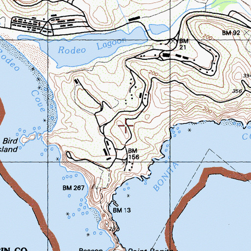 Topographic Map of Battery Wallace (historical), CA