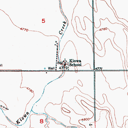 Topographic Map of Kiowa School, CO
