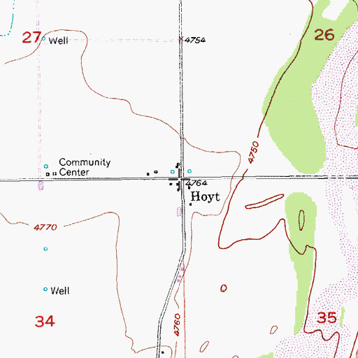 Topographic Map of Hoyt, CO