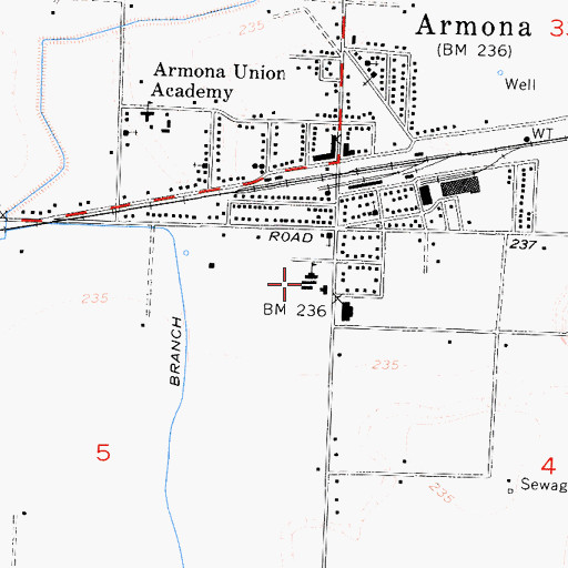 Topographic Map of Armona Elementary School, CA