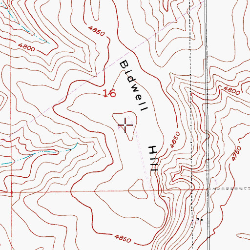 Topographic Map of Bidwell Hill, CO