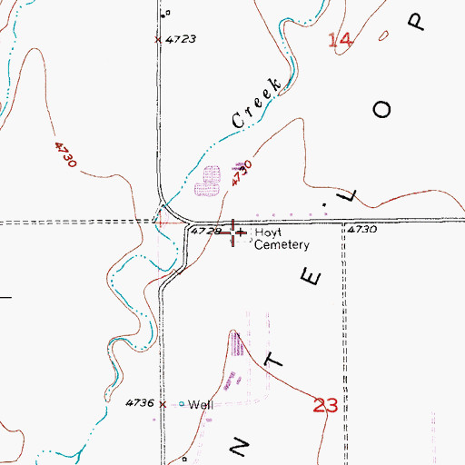Topographic Map of Hoyt Cemetery, CO