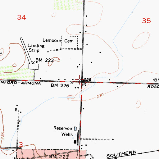 Topographic Map of Lemoore Plaza Shopping Center, CA