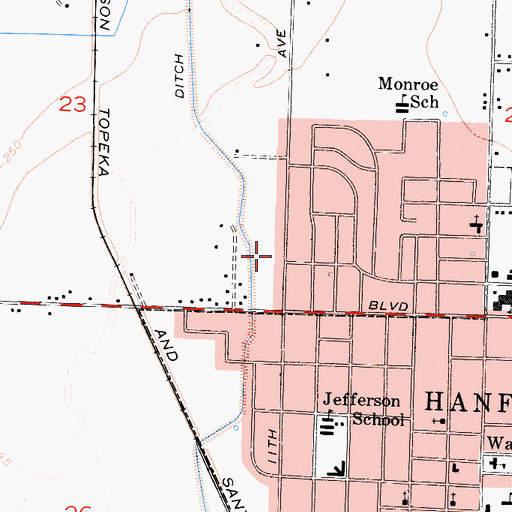 Topographic Map of Calvary Chapel of Hanford, CA
