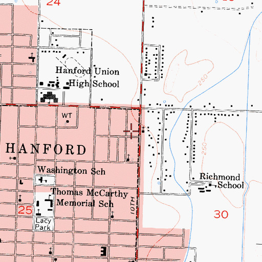Topographic Map of Church of Christ, CA