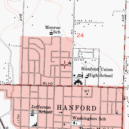 Topographic Map of First Baptist Playschool, CA
