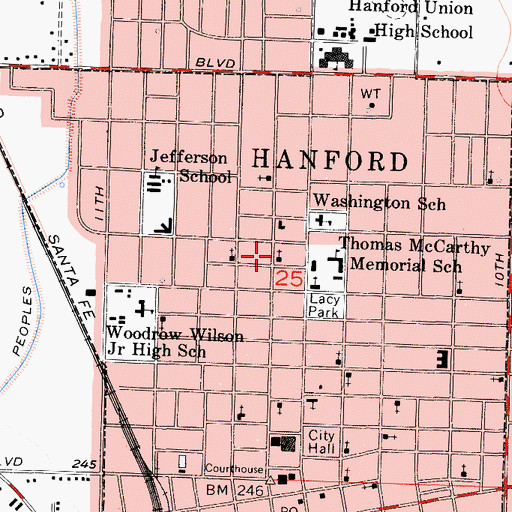 Topographic Map of First Church of Christ Scientist, CA