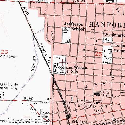 Topographic Map of First Conservative Baptist Church (historical), CA