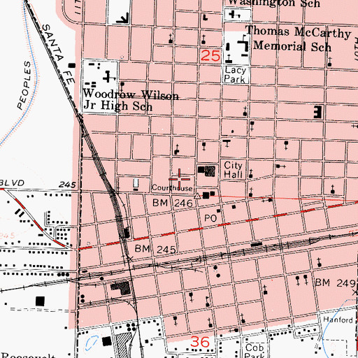 Topographic Map of First Presbyterian Church, CA