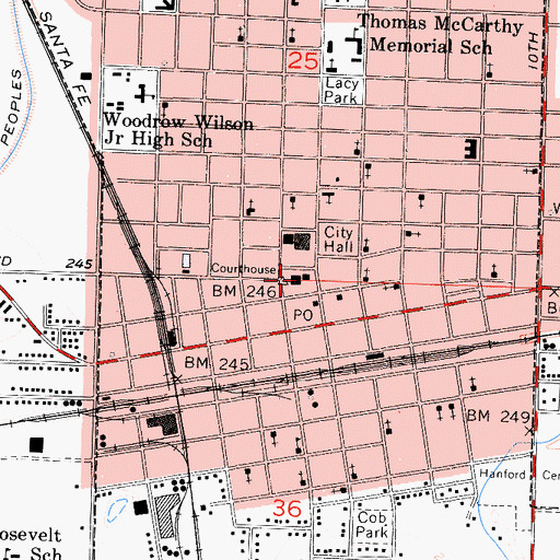 Topographic Map of Kings County Jail, CA