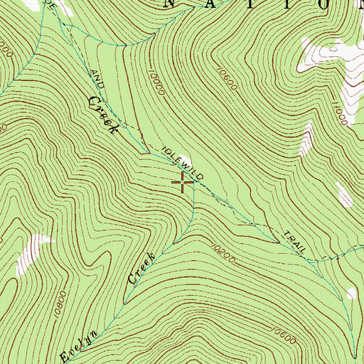 Topographic Map of Evelyn Creek, CO