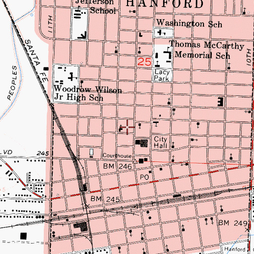 Topographic Map of Hanford Post Office, CA