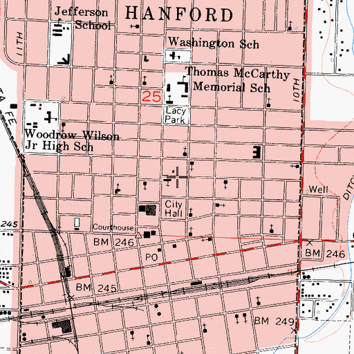 Topographic Map of Hanford Spanish Seventh Day Adventist Church, CA