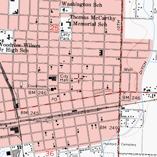 Topographic Map of Primera Iglesia Bautista del Sur, CA