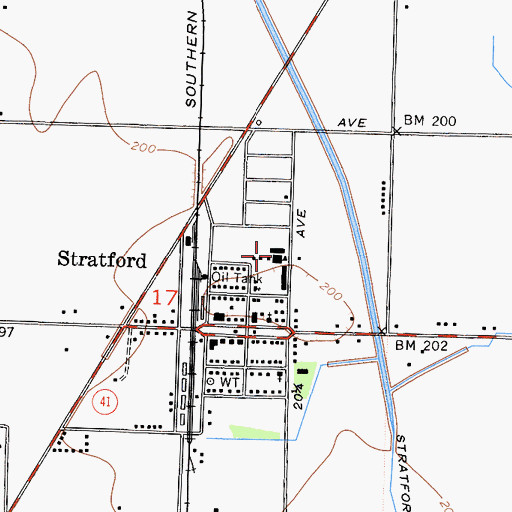 Topographic Map of Stratford Elementary School, CA