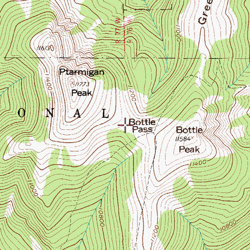 Topographic Map of Bottle Pass, CO