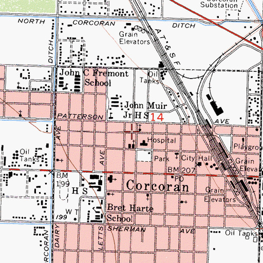 Topographic Map of First Missionary Baptist Church, CA