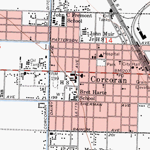 Topographic Map of First United Methodist Church, CA