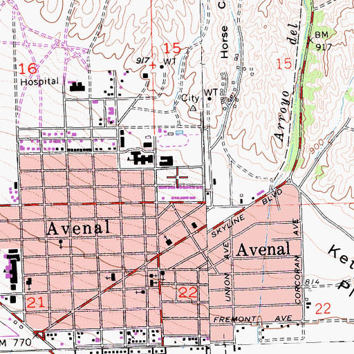 Topographic Map of Floyd Rice Park, CA